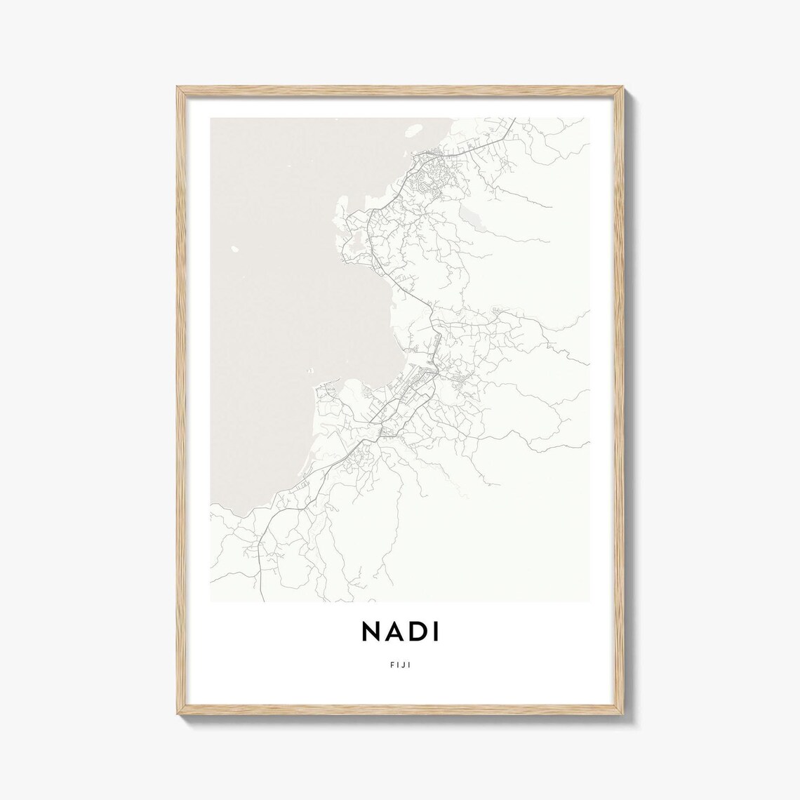 Nadi Fiji Vibrant Coast Minimalist City Map Street Line Art Poster