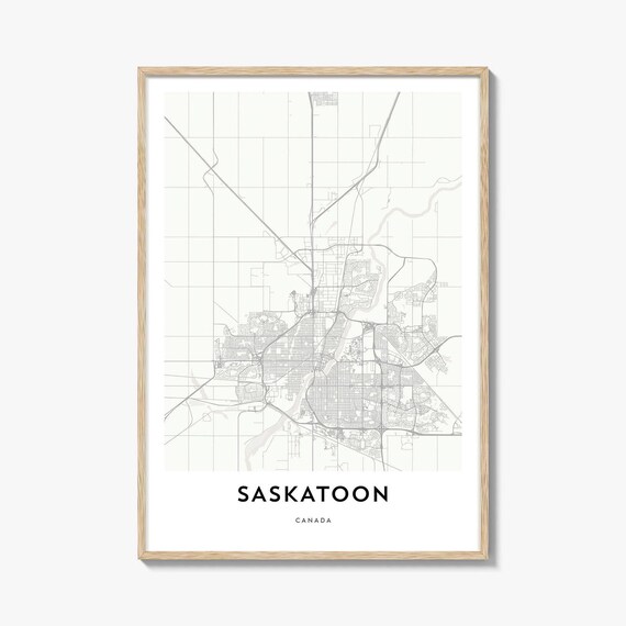 Saskatoon Canada Minimalist City Street Map Line Art Gift Poster