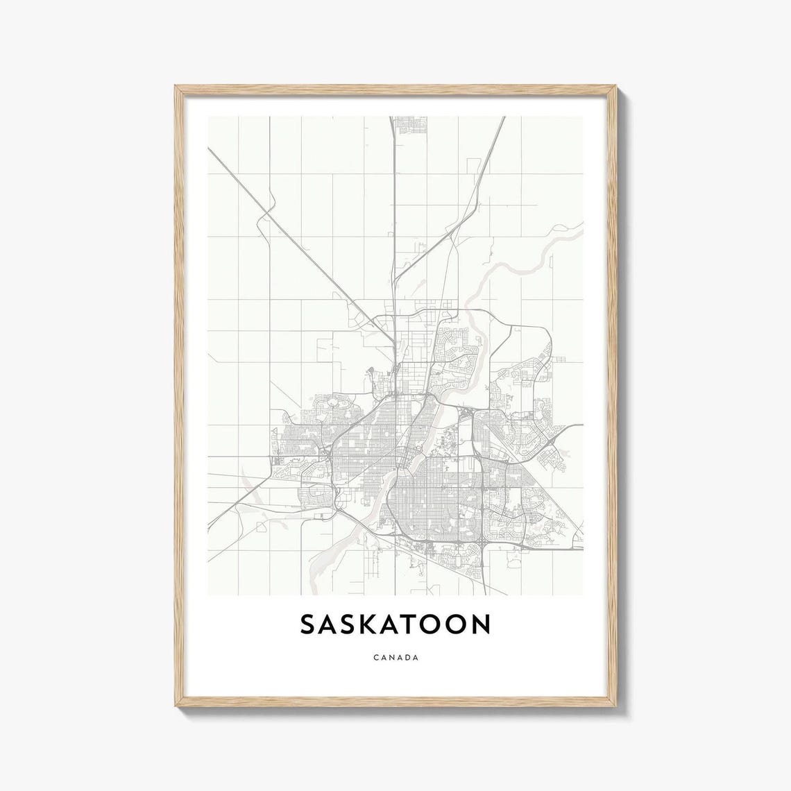 Saskatoon Canada Minimalist City Street Map Line Art Gift Poster
