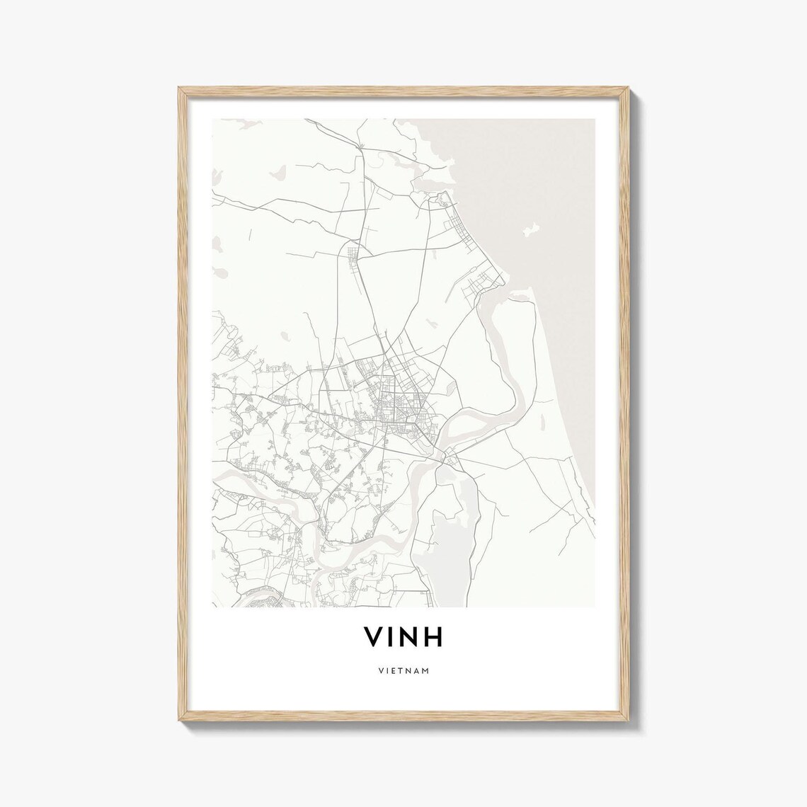Vinh Vietnam Minimal City Map Poster in Light Beige and White