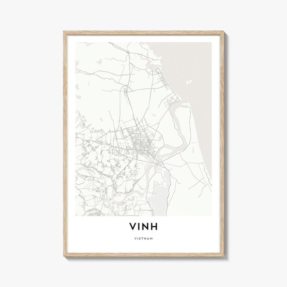 Vinh Vietnam Minimal City Map Poster in Light Beige and White