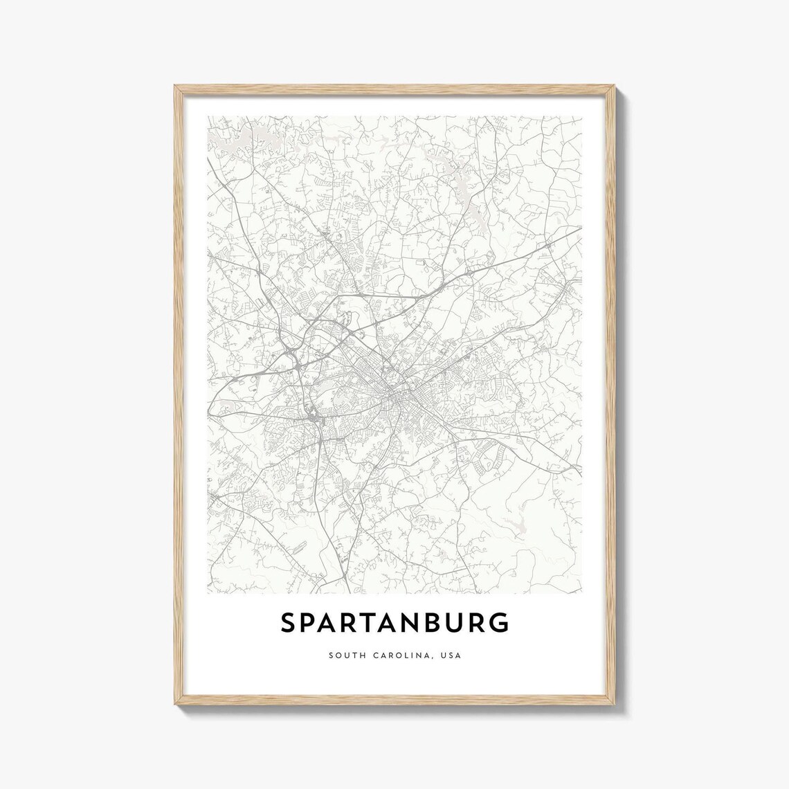 Spartanburg South Carolina USA Minimalist City Map Line Art Poster