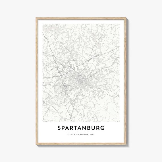 Spartanburg South Carolina USA Minimalist City Map Line Art Poster