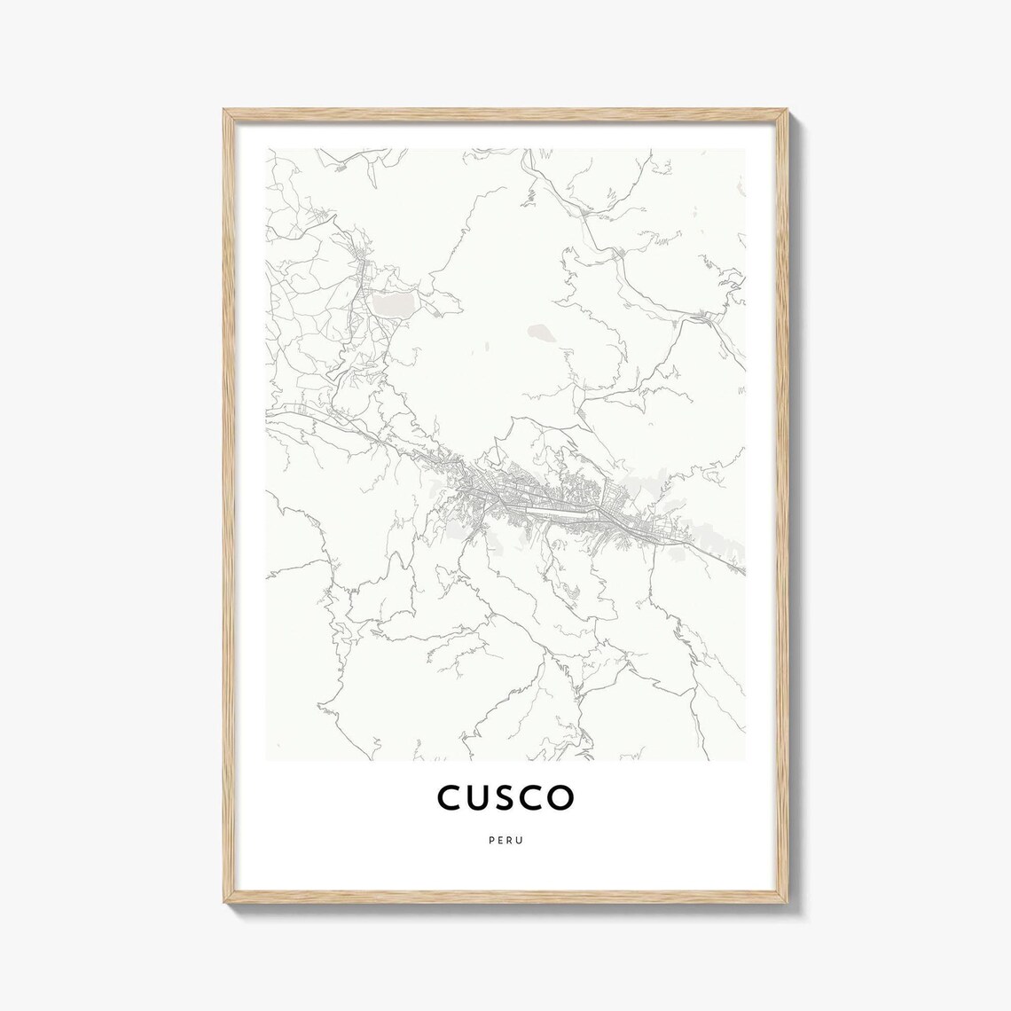 Ancient Cusco Peru Minimalist City Map Line Art Travel Poster