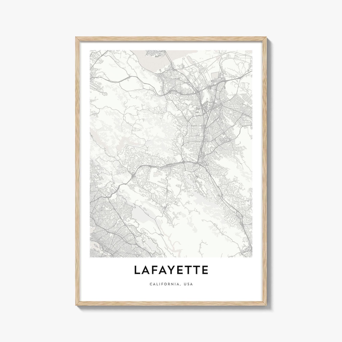 Lafayette California USA City Street Map Minimalist Line Art Poster