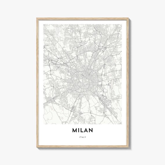 Milan Italy Minimalist City Street Map Modern Decor Art Poster