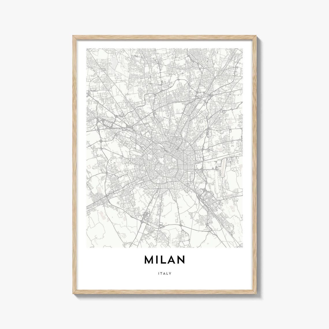 Milan Italy Minimalist City Street Map Modern Decor Art Poster
