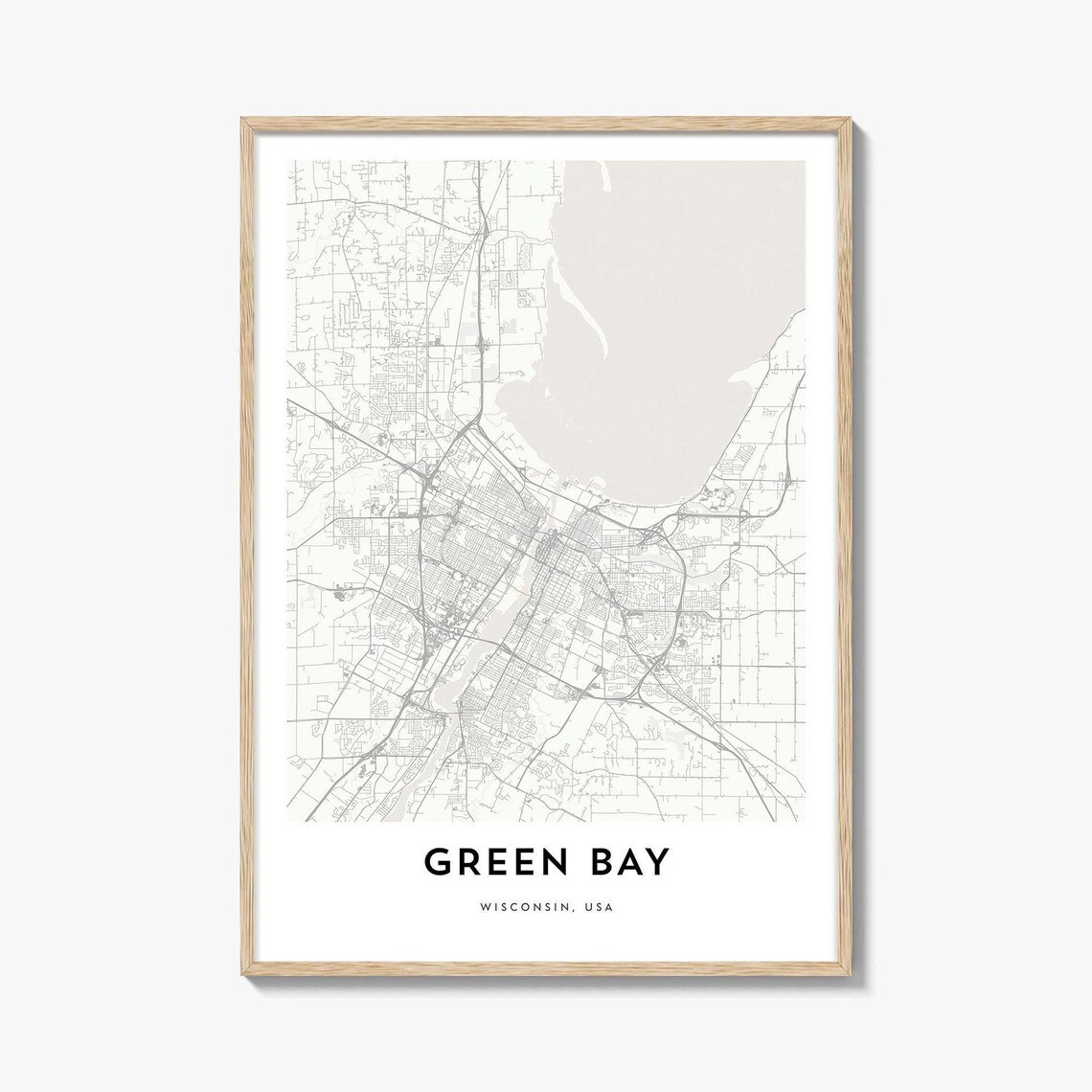 Green Bay Wisconsin Minimalist City Street Map Travel Poster