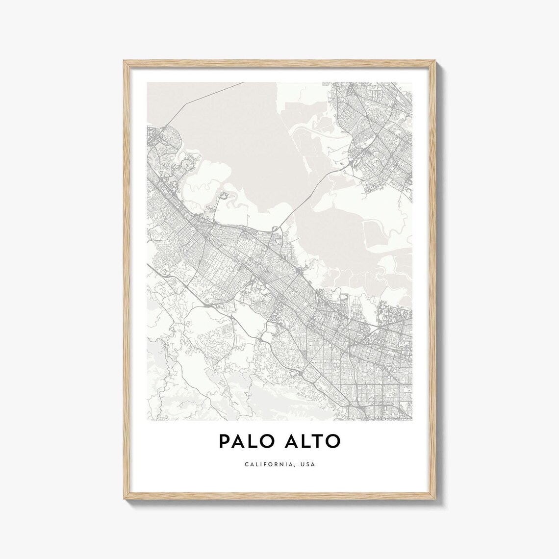 Minimalist Palo Alto California Street Map City Line Art Wall Print