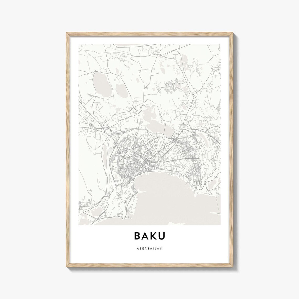 Baku Azerbaijan Minimalist City Map Street Grid Modern Print