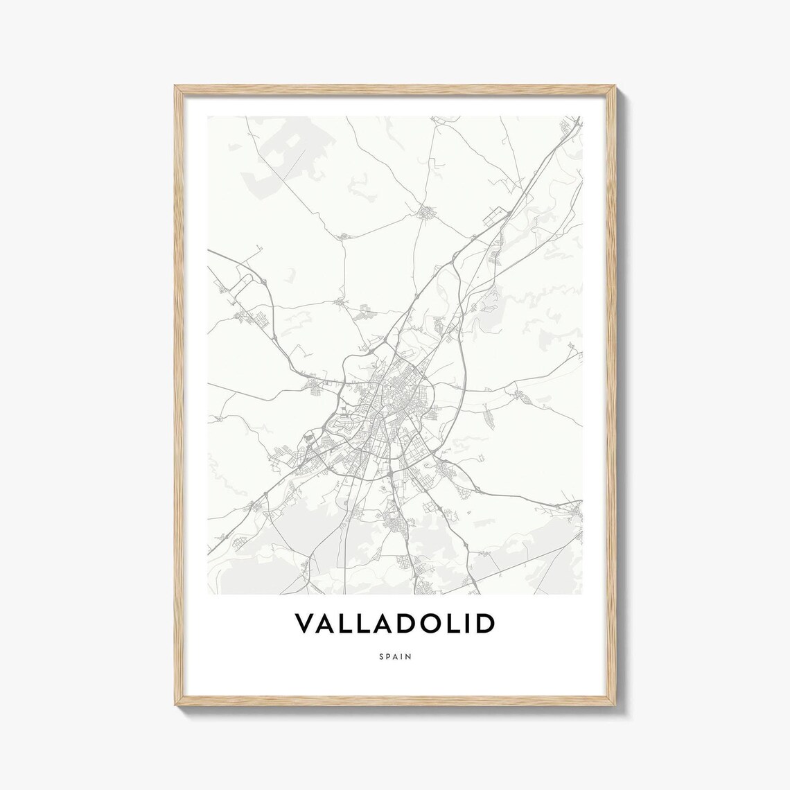 Valladolid Spain White Minimalist City Map Modern Travel Poster