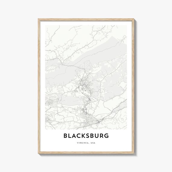 Blacksburg Virginia Minimalist City Street Map Gift Decor Poster