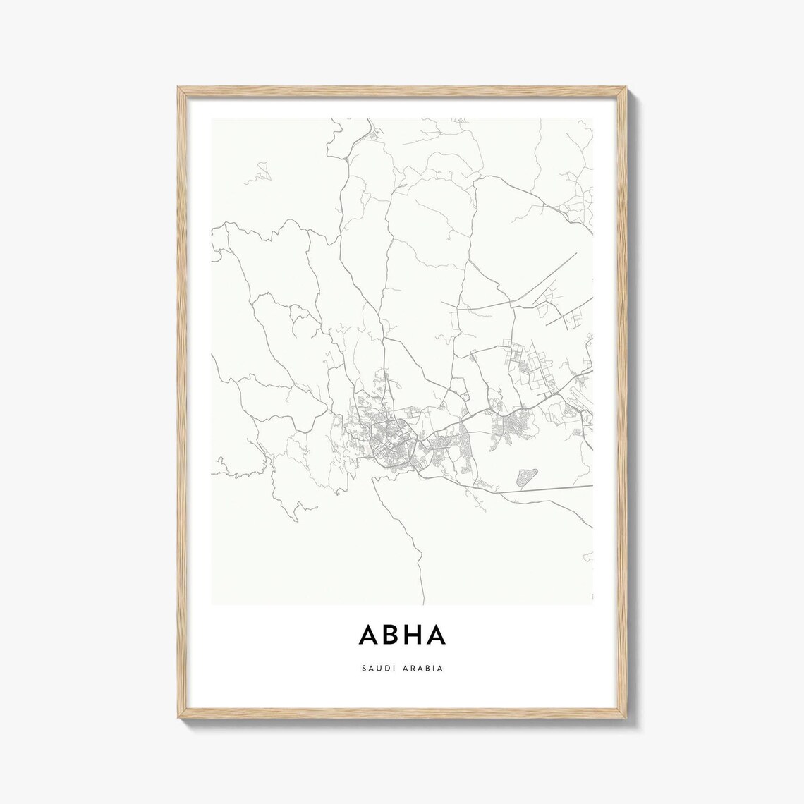 Abha Saudi Arabia Minimalist City Street Map Art Poster for Home Decor