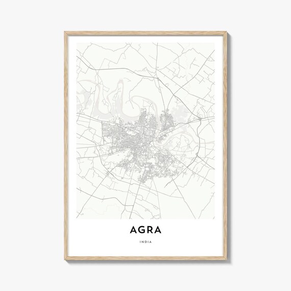 Agra India Minimalist Street Map Historic Mughal City Poster
