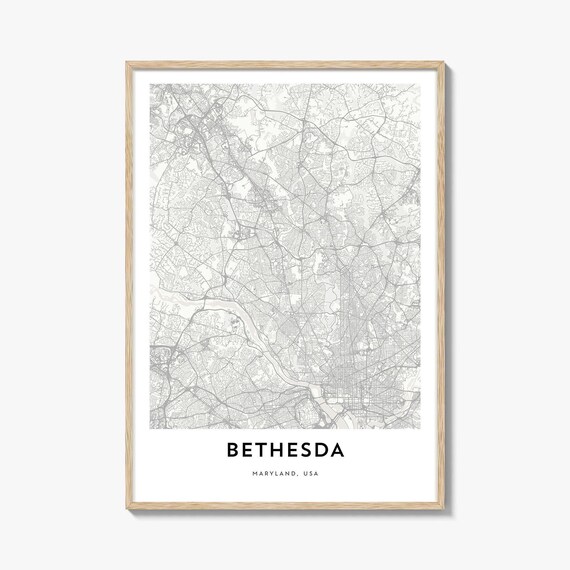 Bethesda Maryland Minimalist City Map Street Line Art Poster