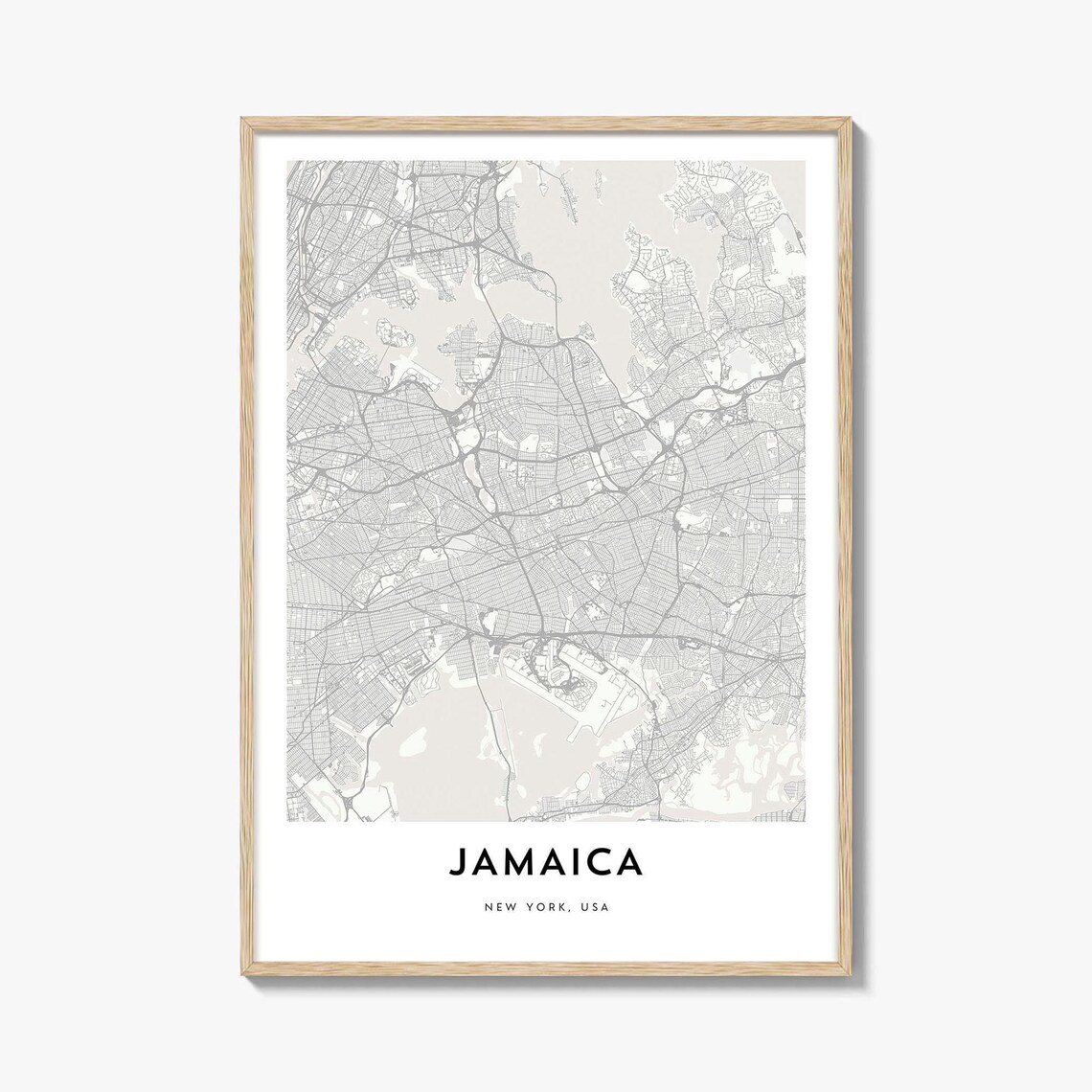 Jamaica New York USA Neighborhood Street Map Minimalist Poster