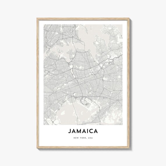 Jamaica New York USA Neighborhood Street Map Minimalist Poster