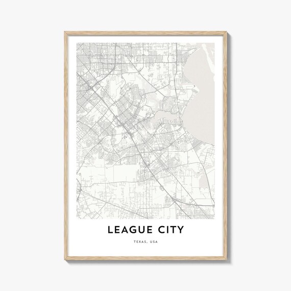 League City Texas Minimalist City Street Map Art Poster for Home