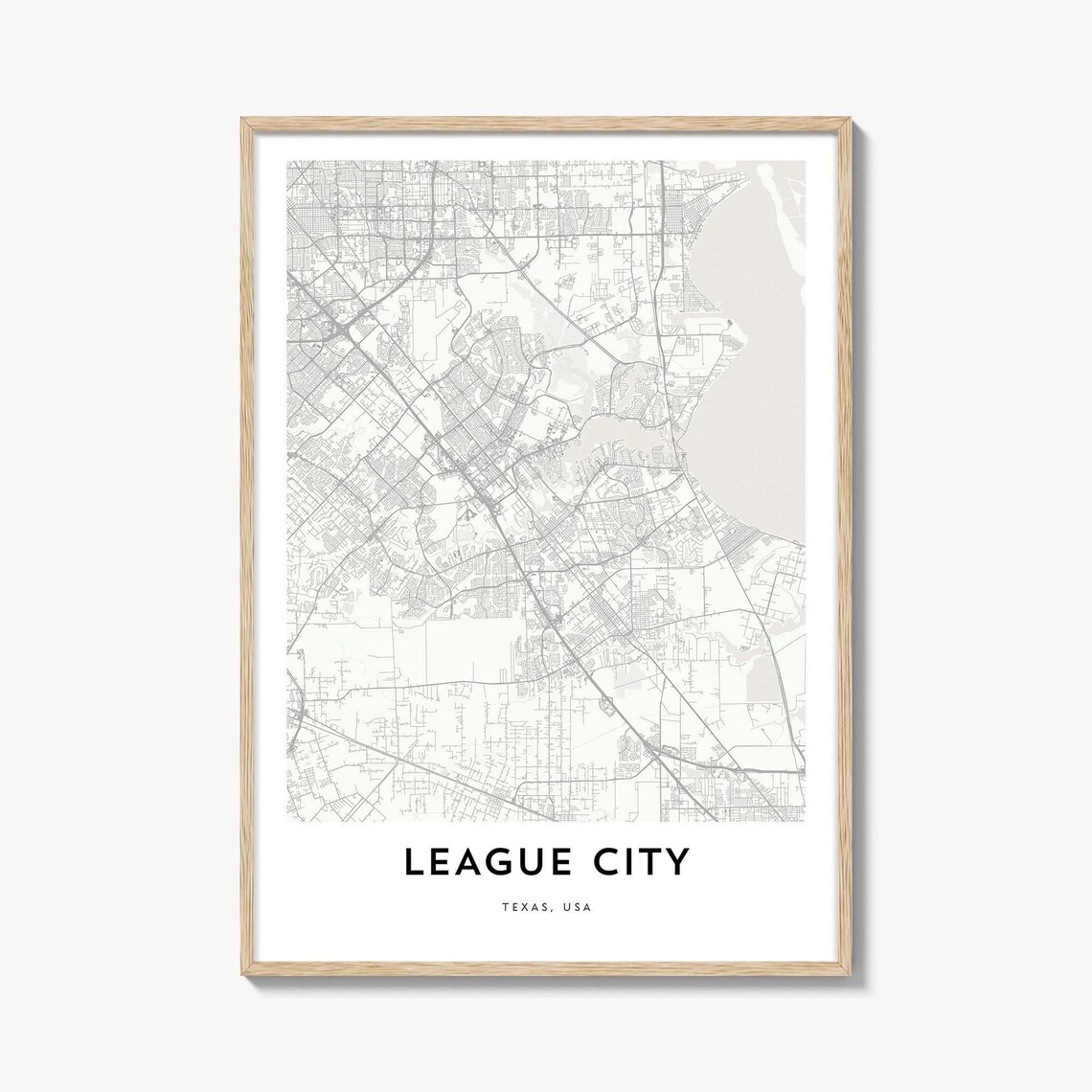 League City Texas Minimalist City Street Map Art Poster for Home