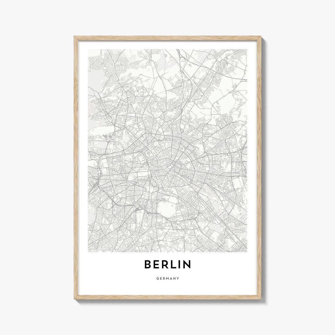 Modern Berlin Germany Minimalist City Street Map Line Art Wall Art