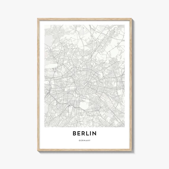 Modern Berlin Germany Minimalist City Street Map Line Art Wall Art