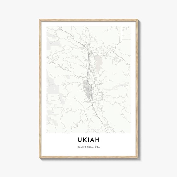 Ukiah California USA Minimalist City Street Map Travel Poster