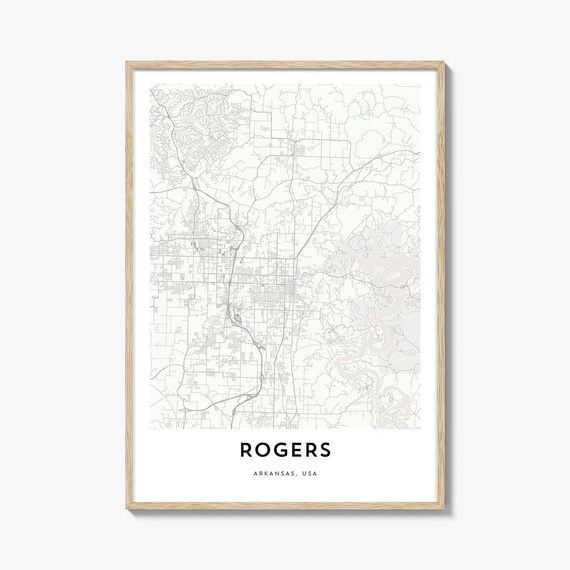 Rogers Arkansas USA Minimalist Street Map Northwest City Poster