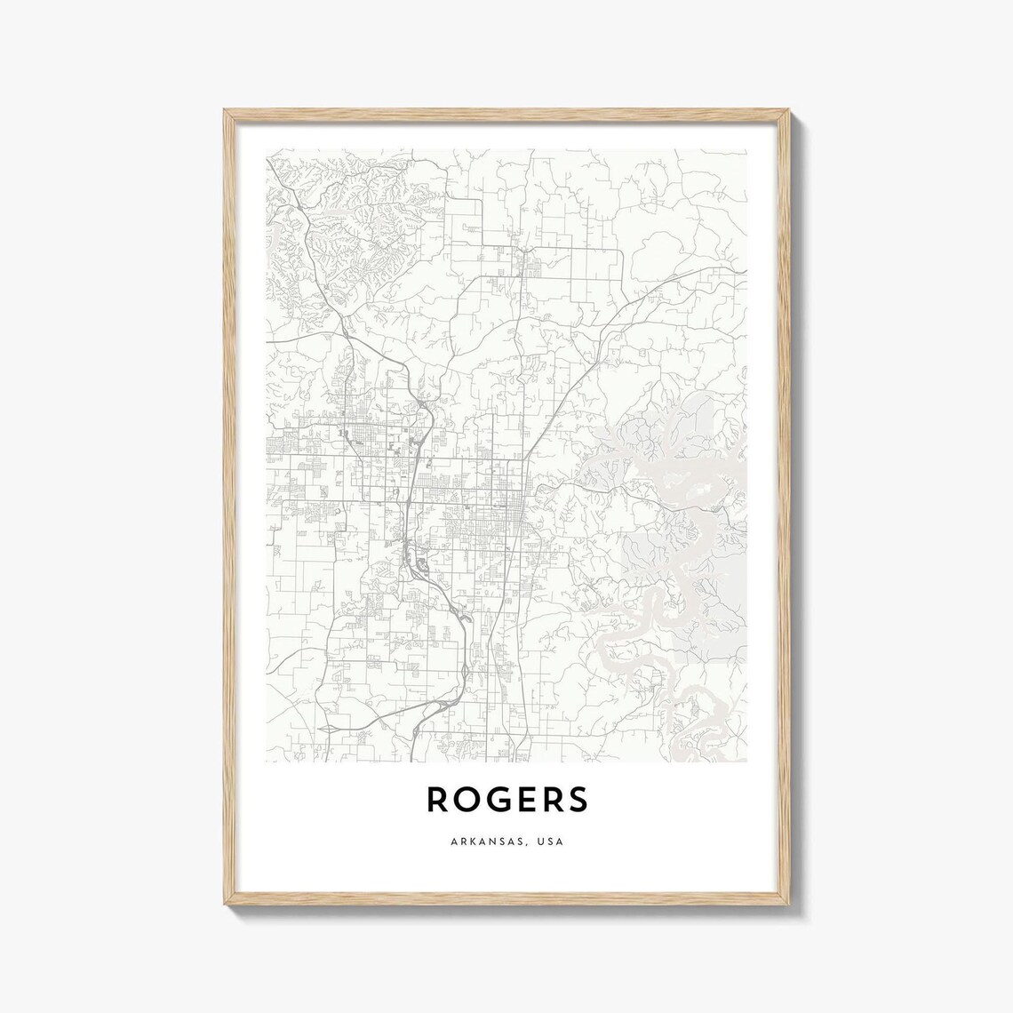 Rogers Arkansas USA Minimalist Street Map Northwest City Poster