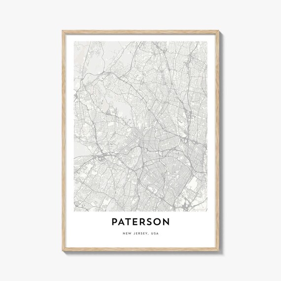 Paterson New Jersey USA Detailed Minimalist City Street Map Wall Art