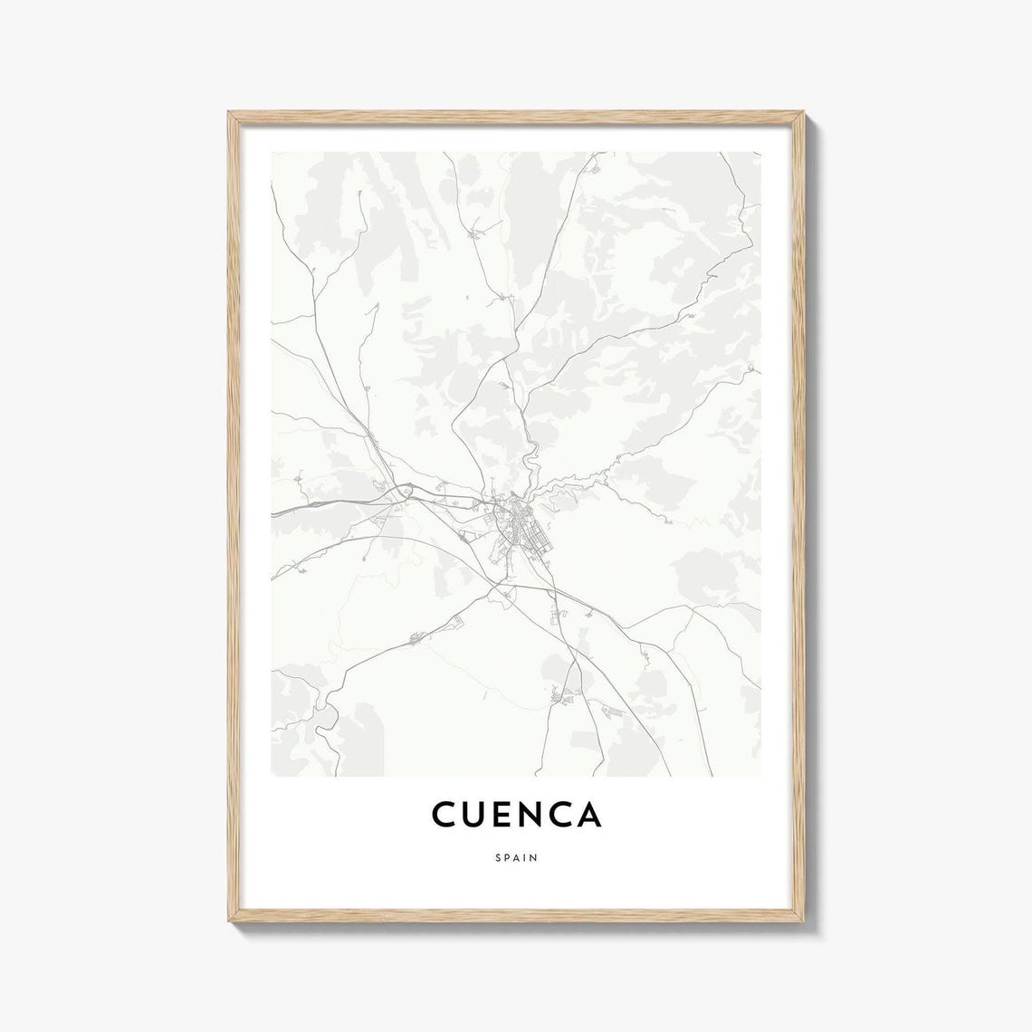Cuenca Spain Historic Elegant Minimalist Street Map City Art Poster