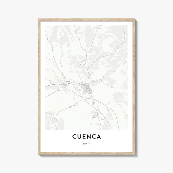 Cuenca Spain Historic Elegant Minimalist Street Map City Art Poster