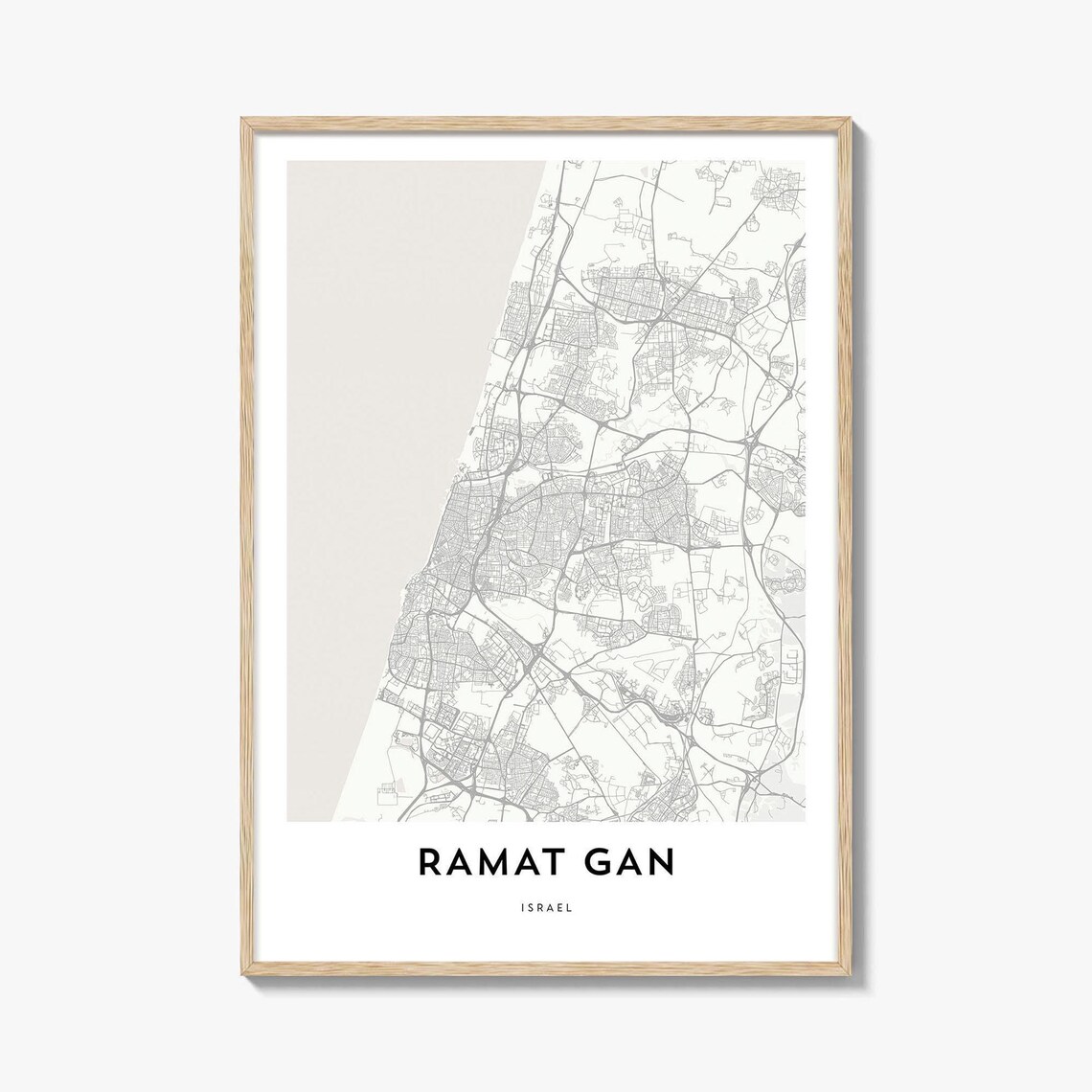 Ramat Gan Israel Minimalist City Street Map Line Art Decor Poster