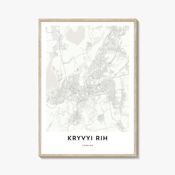 Kryvyi Rih Ukraine Minimal Street Map Poster Modern Home Office Art