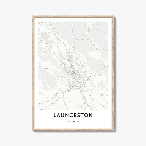 Launceston Australia Minimalist Street Map City Line Art Poster