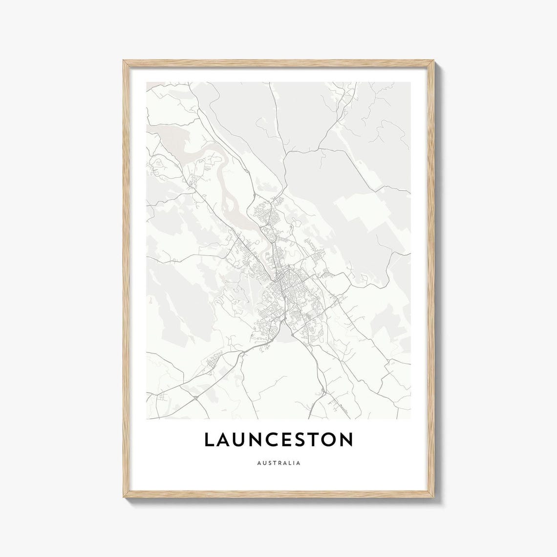 Launceston Australia Minimalist Street Map City Line Art Poster