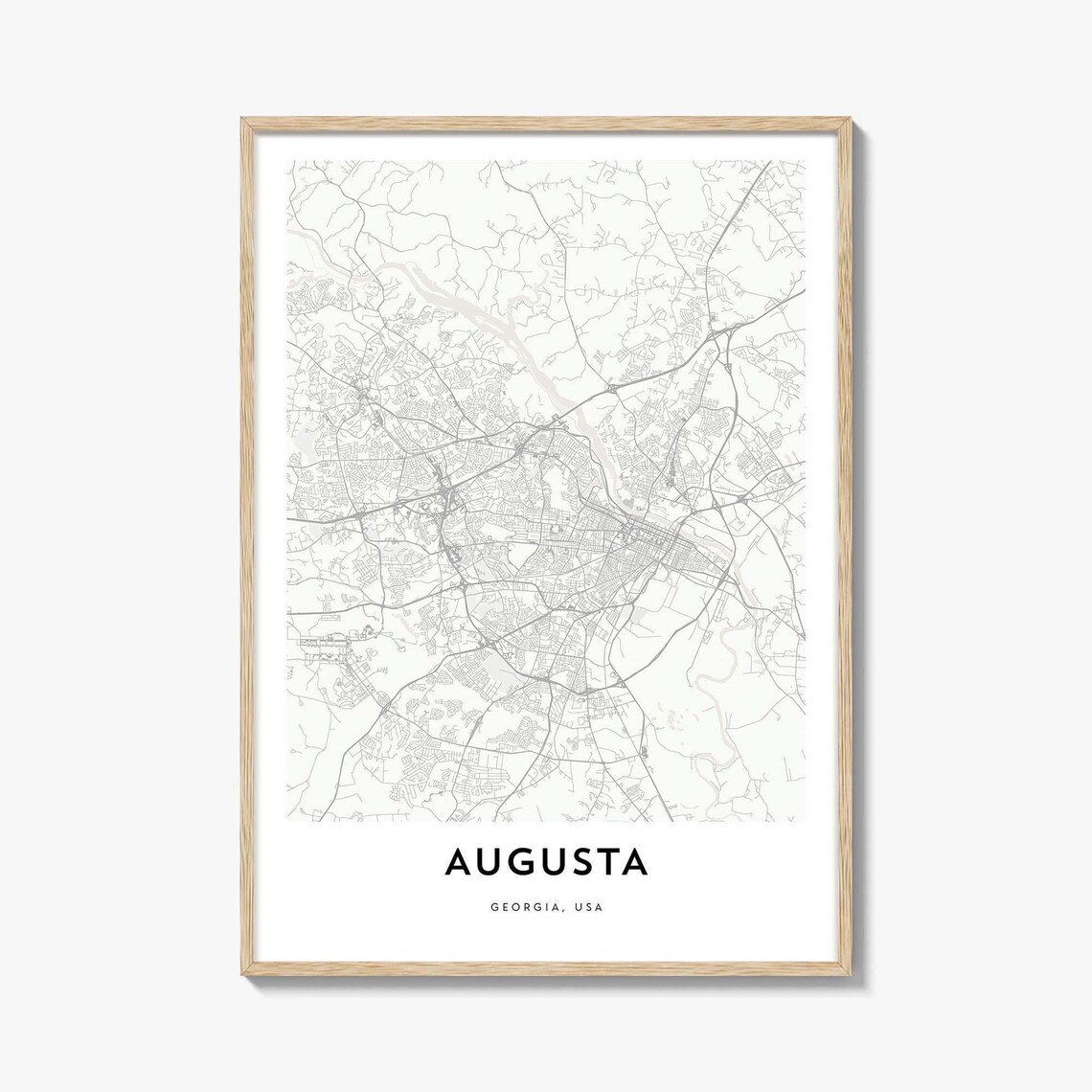 Augusta Georgia USA Minimalist City Street Map Line Art Poster