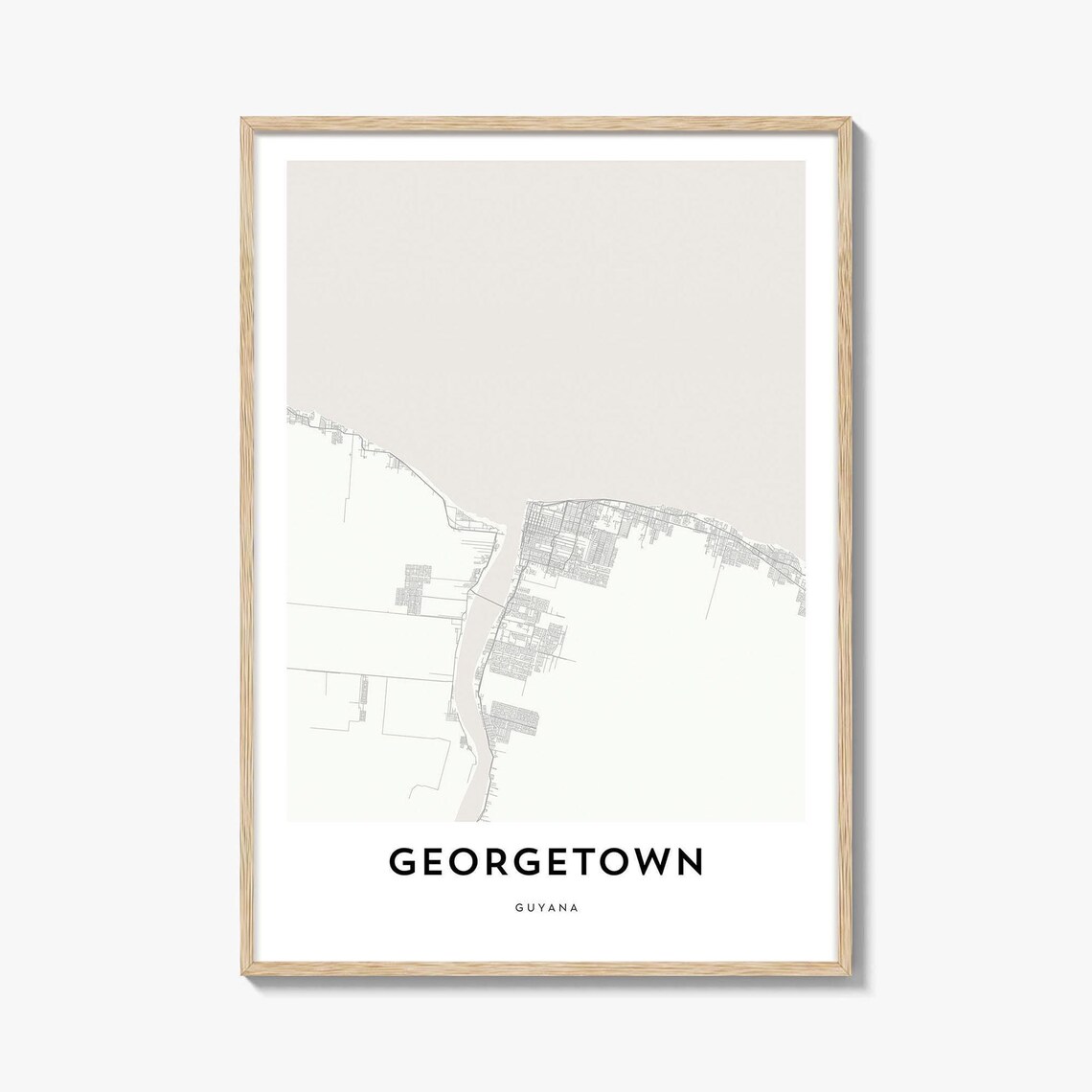 Georgetown Guyana Minimalist City Map Street Art Travel Wall Print