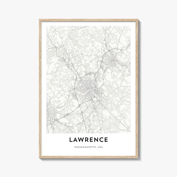 Lawrence Massachusetts Minimalist City Street Map Modern Decor Poster