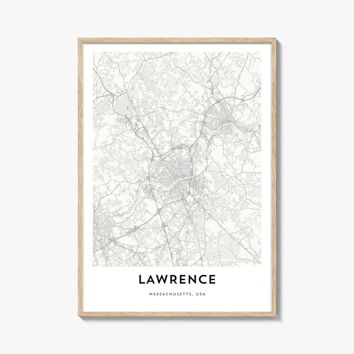 Lawrence Massachusetts Minimalist City Street Map Modern Decor Poster