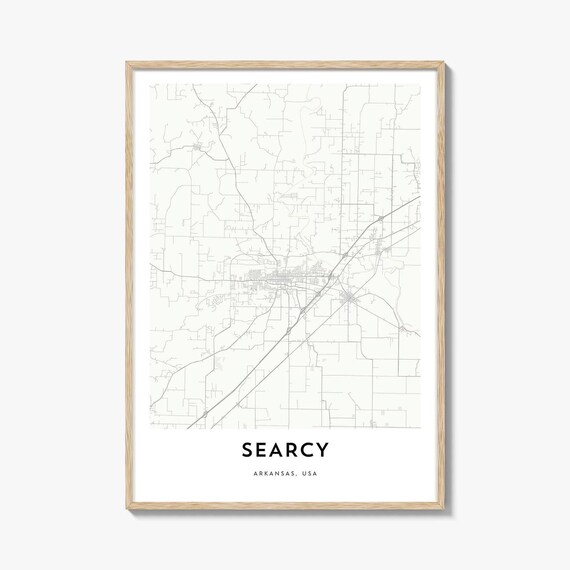 Searcy Arkansas Small Town City Street Map Minimalist Grey Poster