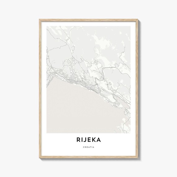 Rijeka Croatia Coastal City Street Map Minimalist Line Art Poster
