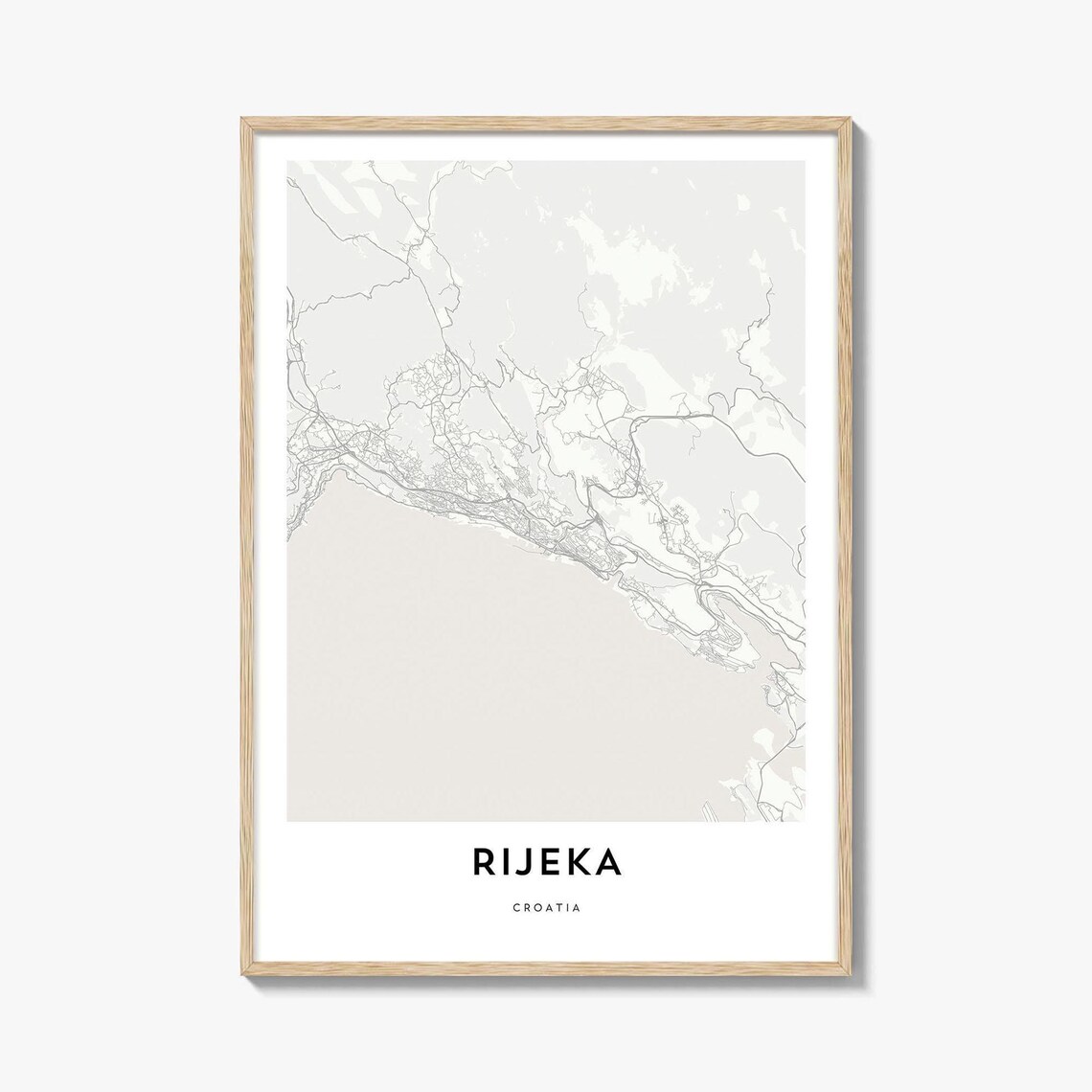 Rijeka Croatia Coastal City Street Map Minimalist Line Art Poster