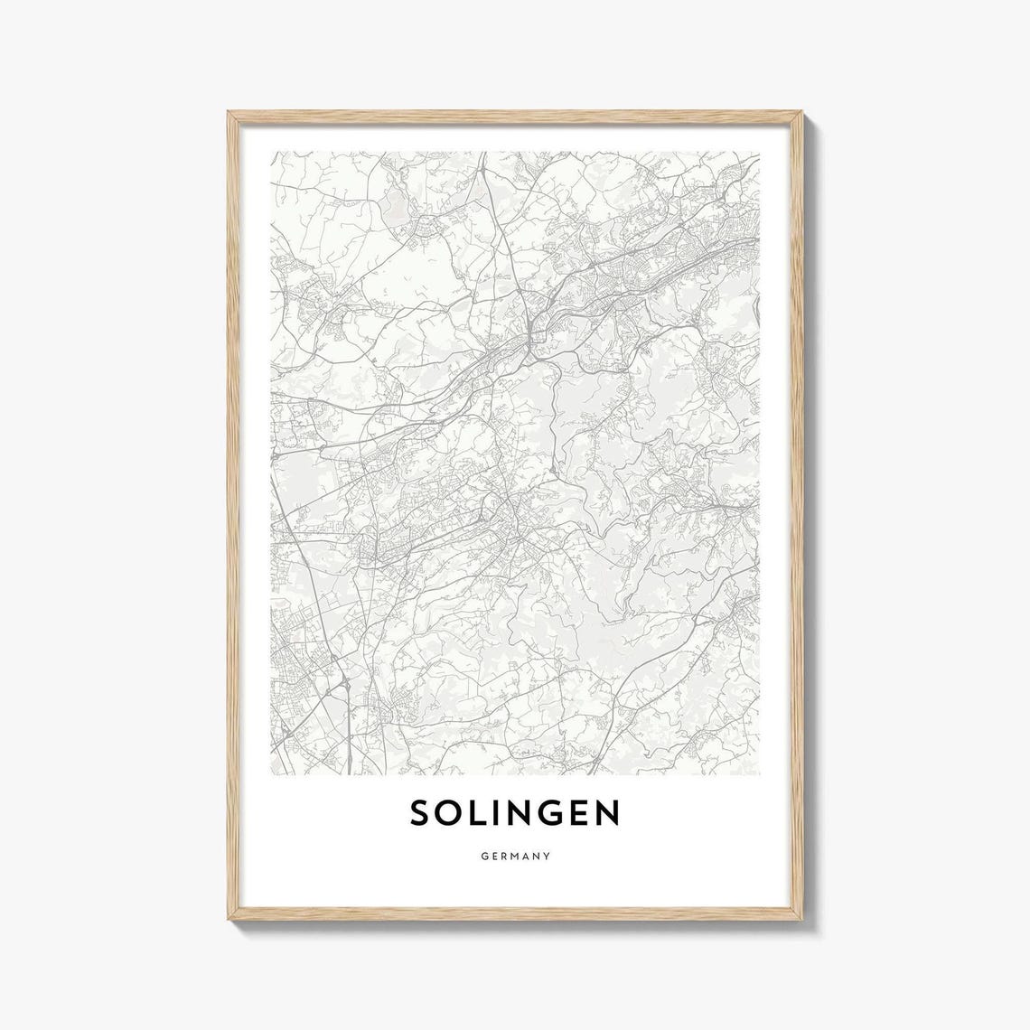 Solingen Germany Minimalist City Street Map Line Art Gift Poster