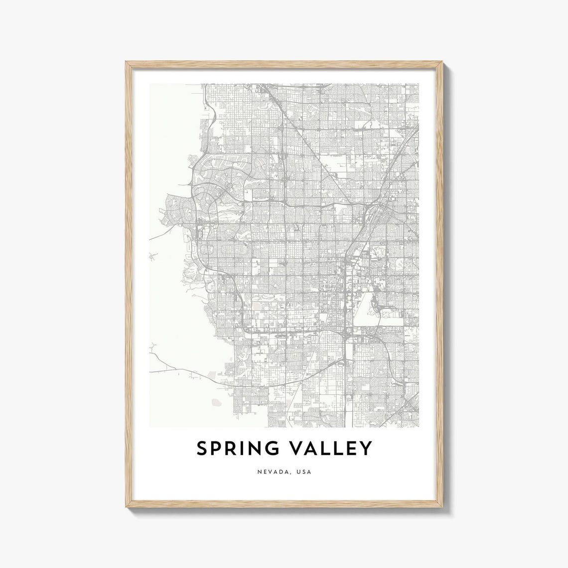 Minimalist Line Map of Spring Valley Nevada USA Street Art Poster
