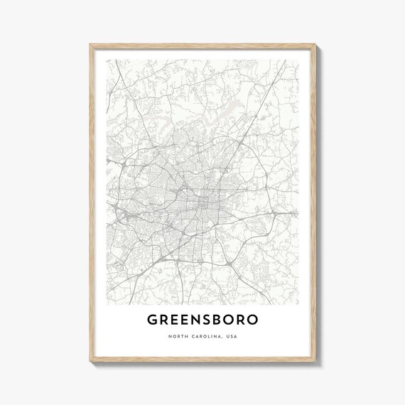 Greensboro North Carolina Minimalist City Map Street Art Poster