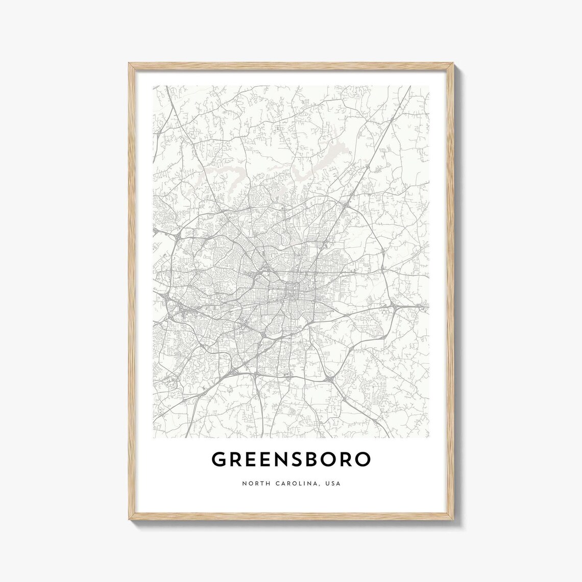 Greensboro North Carolina Minimalist City Map Street Art Poster
