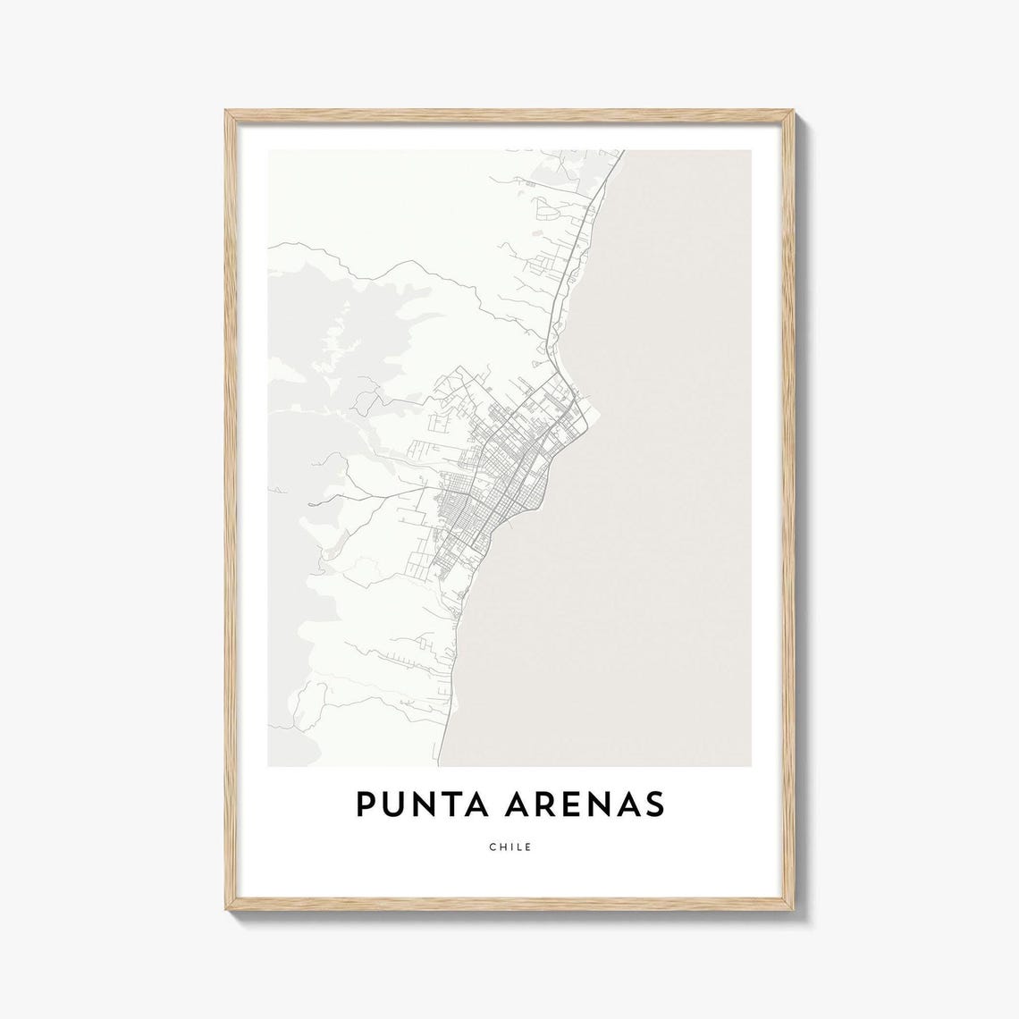 Punta Arenas Chile Minimalist Patagonia Coastal City Map Poster