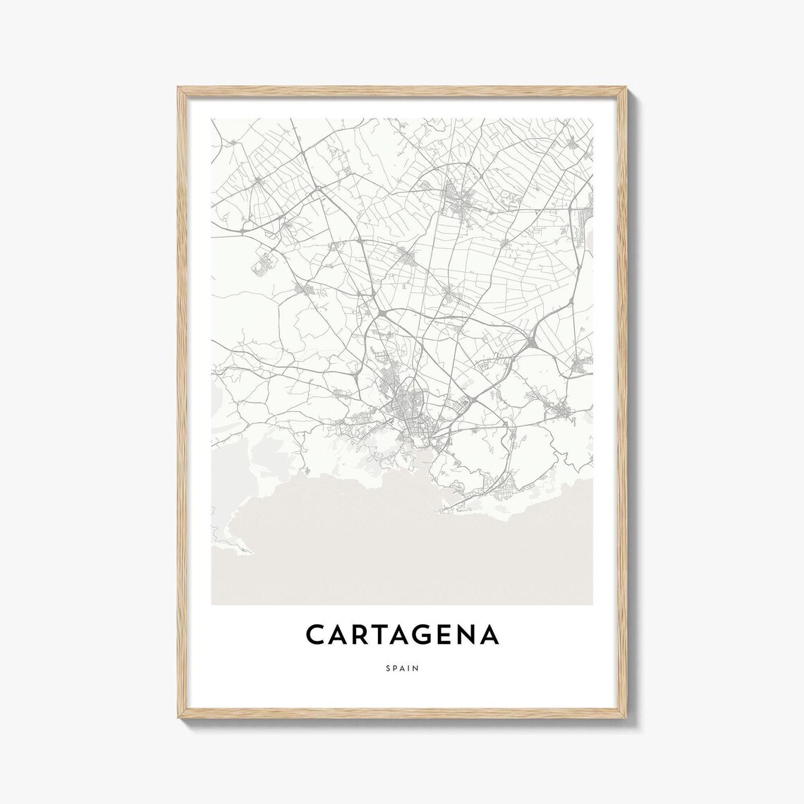 Cartagena Spain Minimalist City Street Map Modern Wall Poster