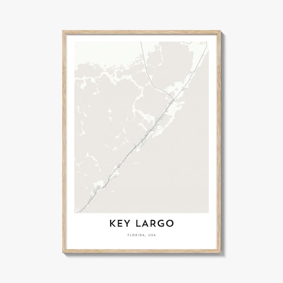 Key Largo Florida City Street Map Line Art Home Decor Poster