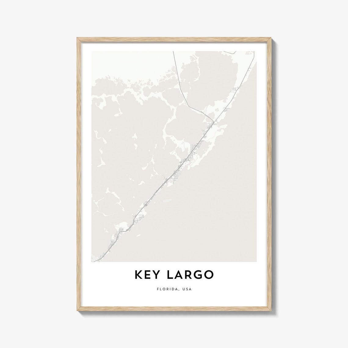 Key Largo Florida City Street Map Line Art Home Decor Poster